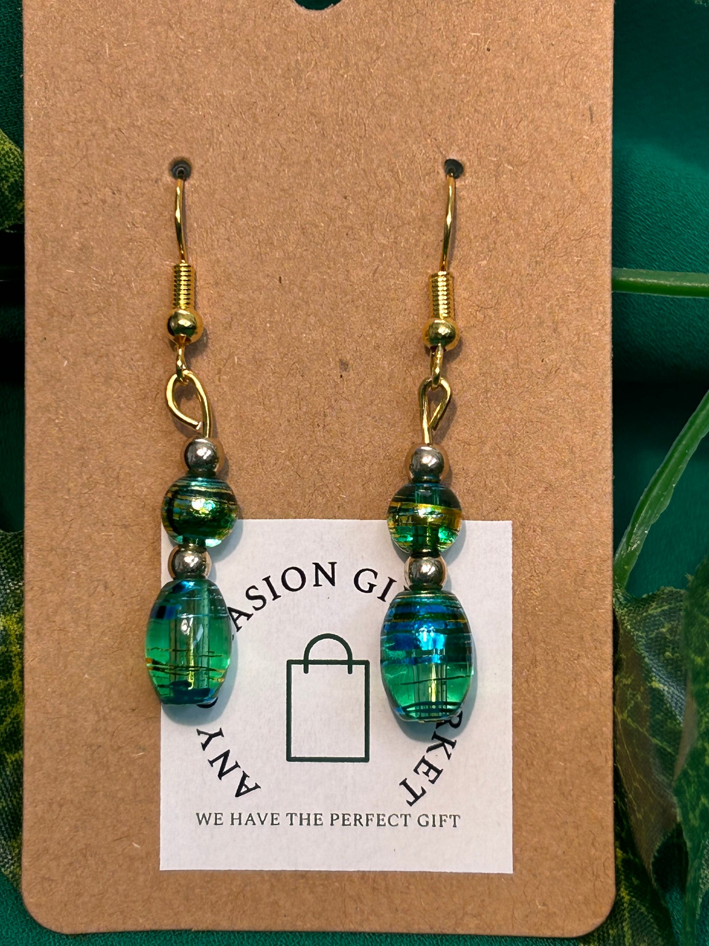 Shorter jade green earrings