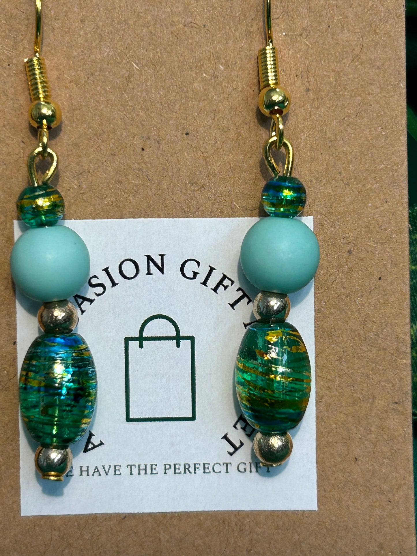 Shorter jade green earrings