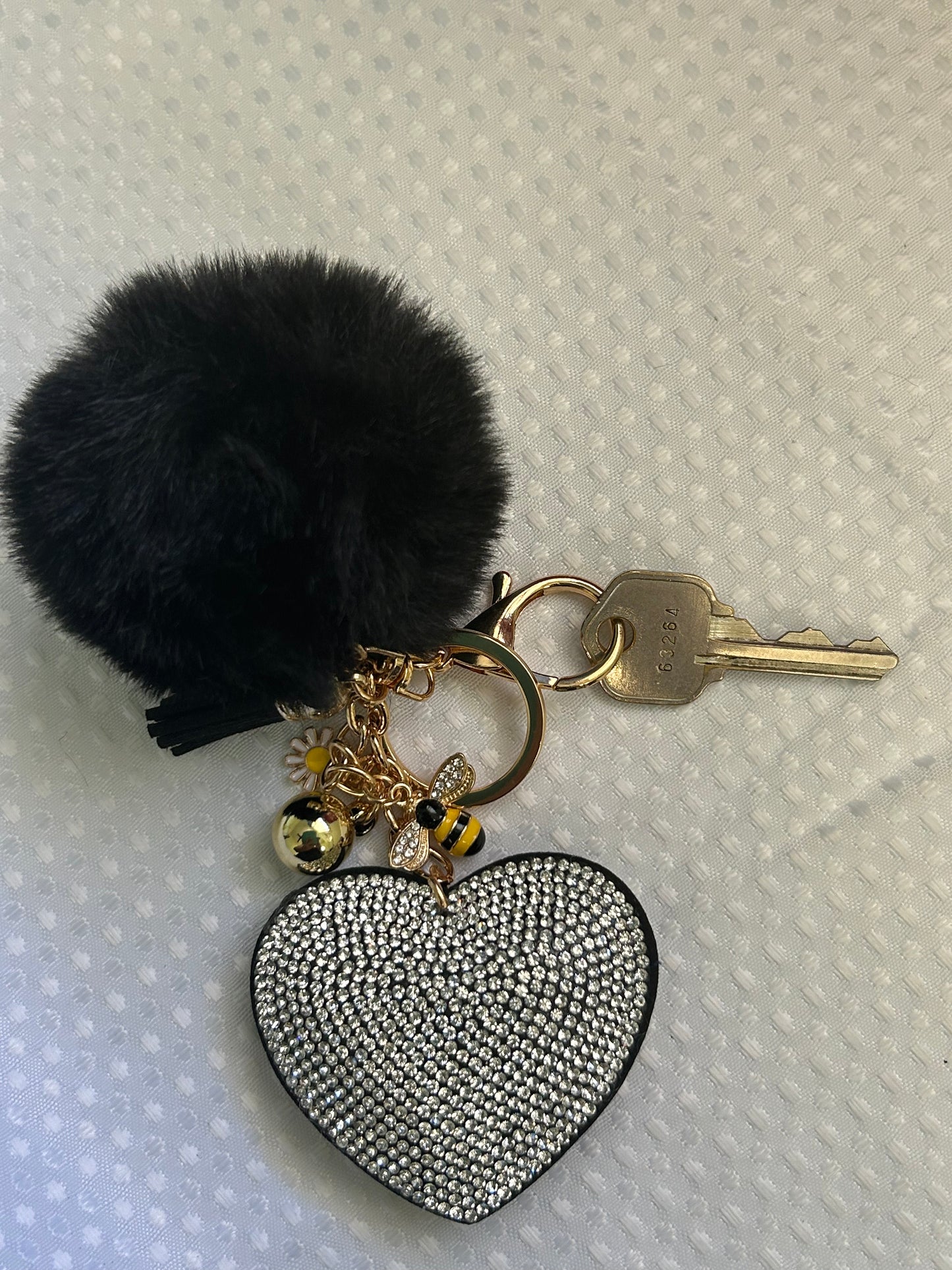 Adult key ring//bag chain - bumble bee -  black