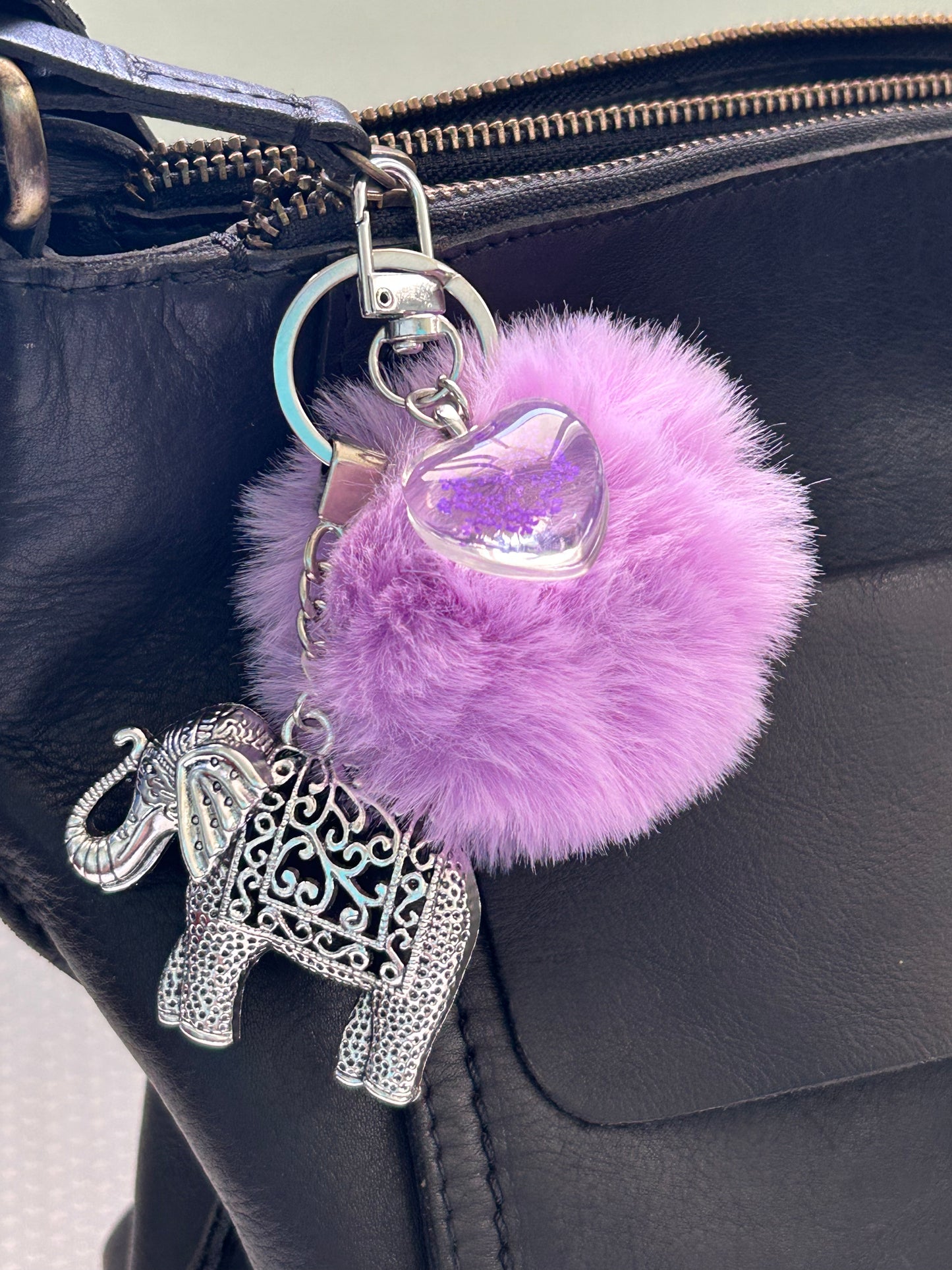 Adult key ring//bag chain - elephant - purple extras