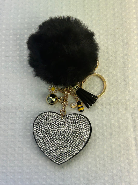 Adult key ring//bag chain - bumble bee -  black