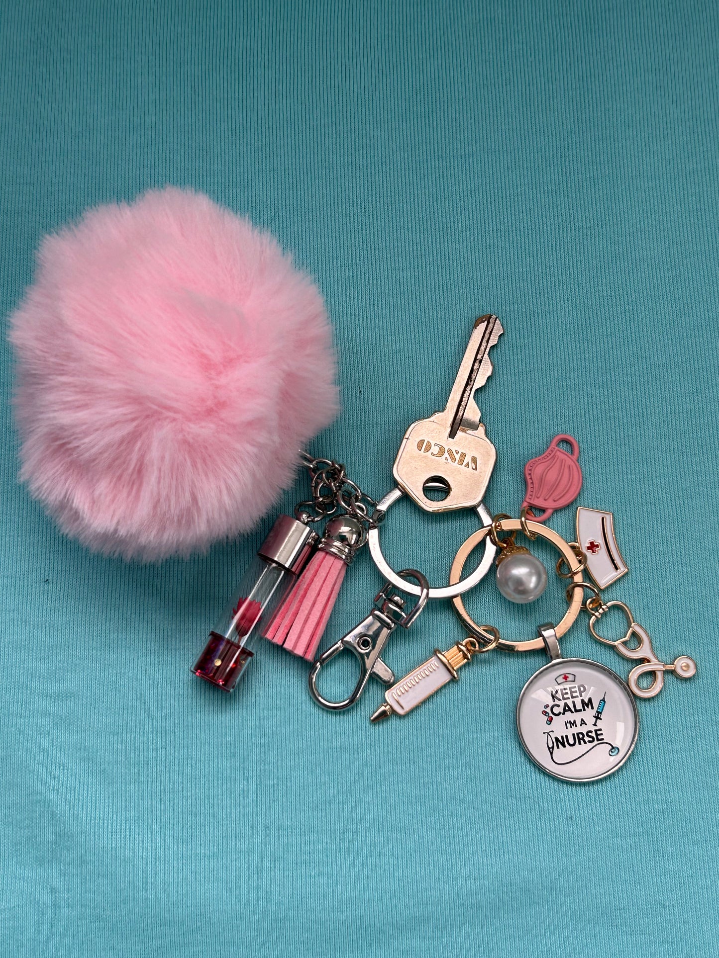 Adult key ring//bag chain - nurse - pink