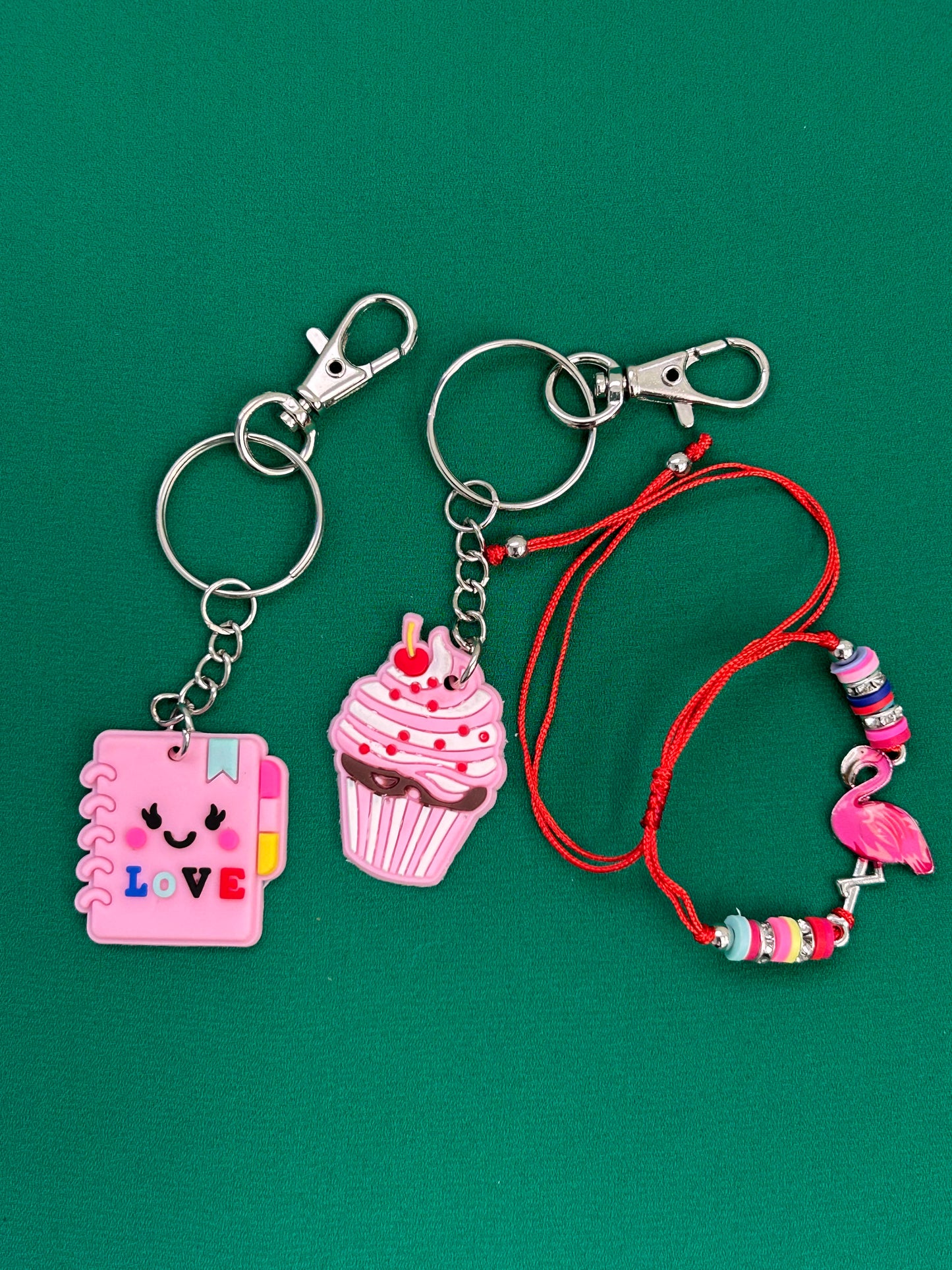 Children’s key ring//bag charm with bracelet sets - variety of colours