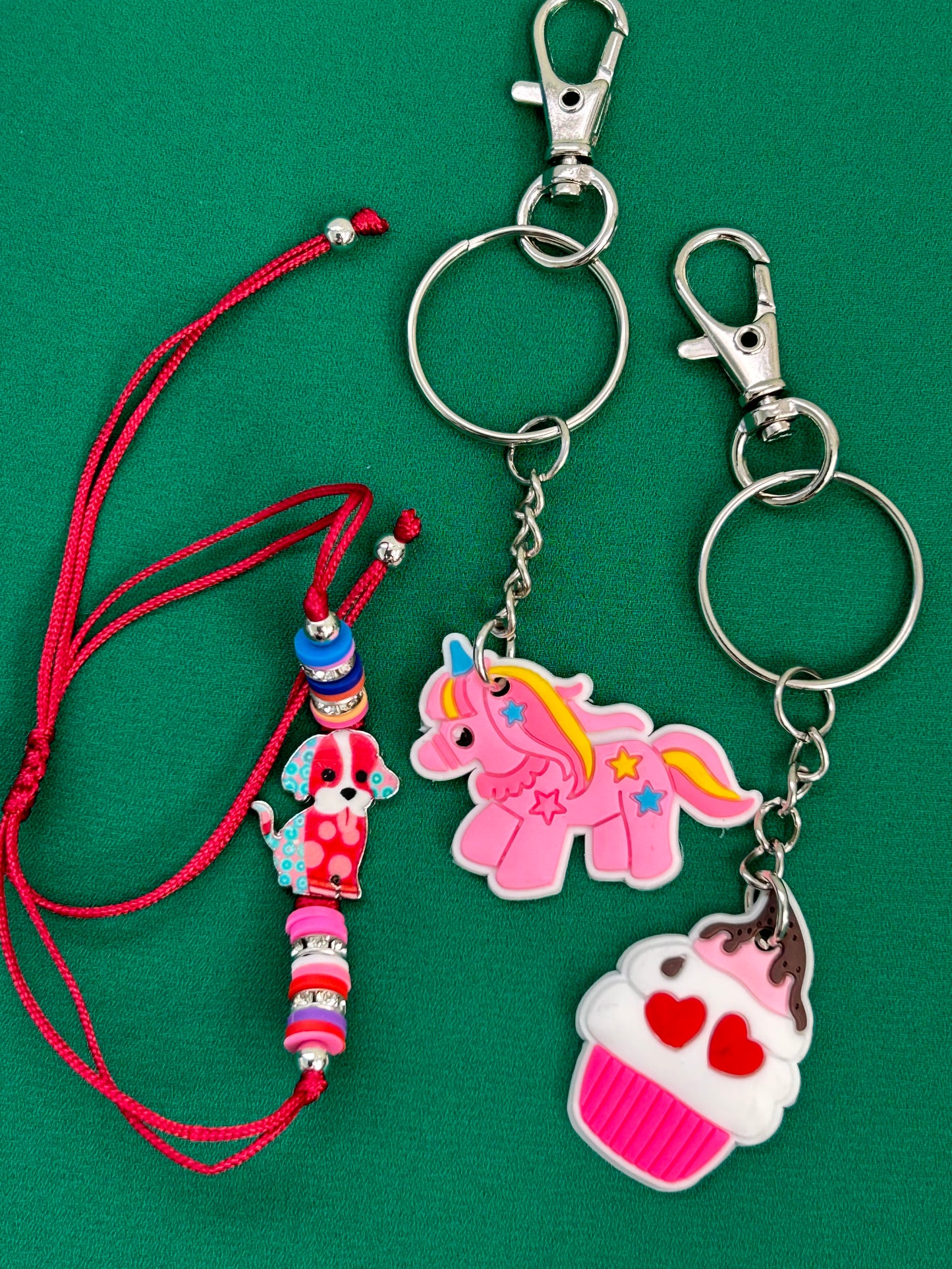 Children’s key ring//bag charm with bracelet sets - variety of colours