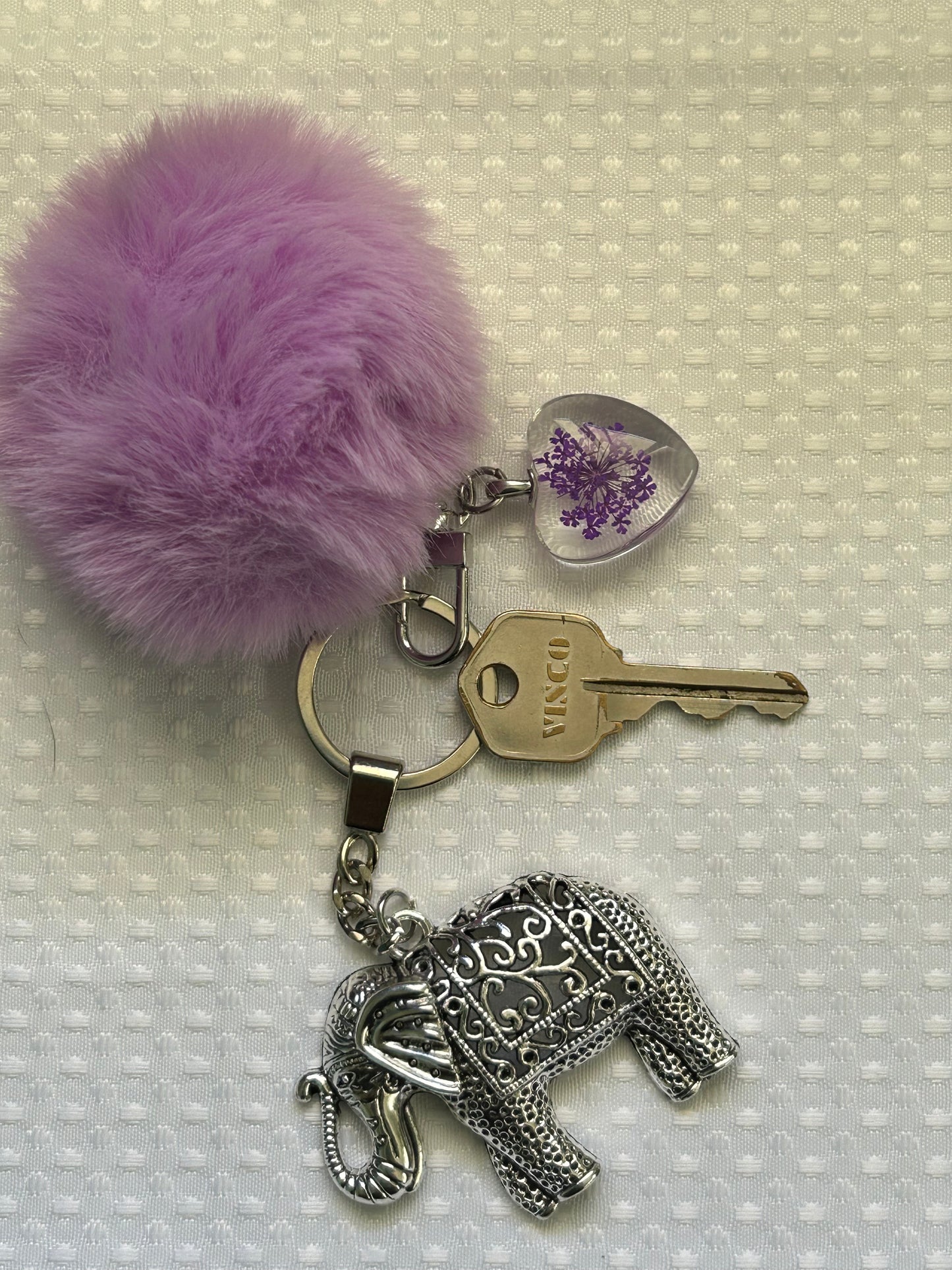 Adult key ring//bag chain - elephant - purple extras